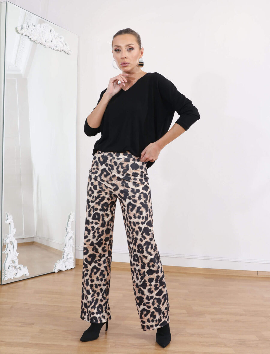 Leopardesen Palazzo Relax Pantolon