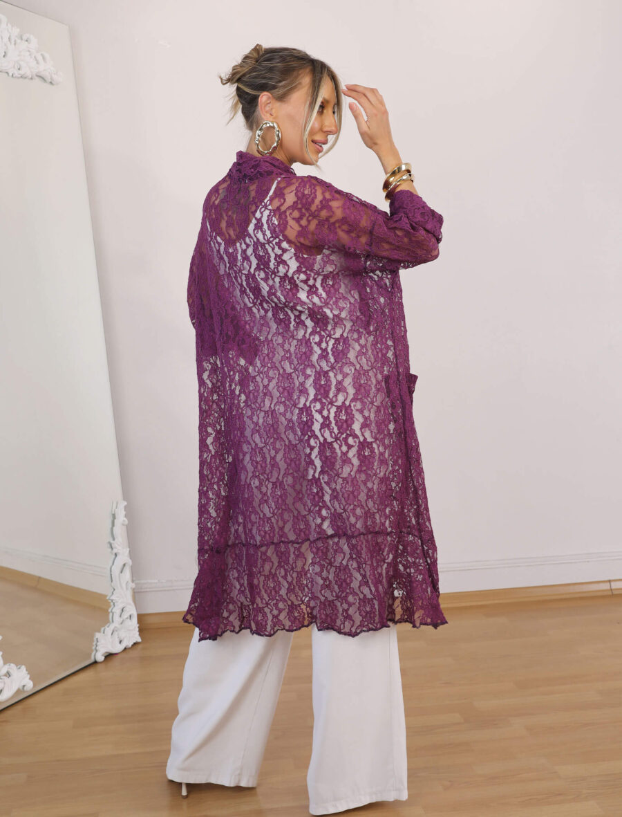 Mor Dantel Bohem Tunik - Görsel 3