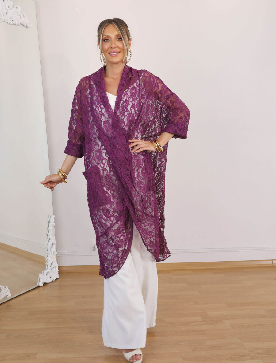 Mor Dantel Bohem Tunik - Görsel 2