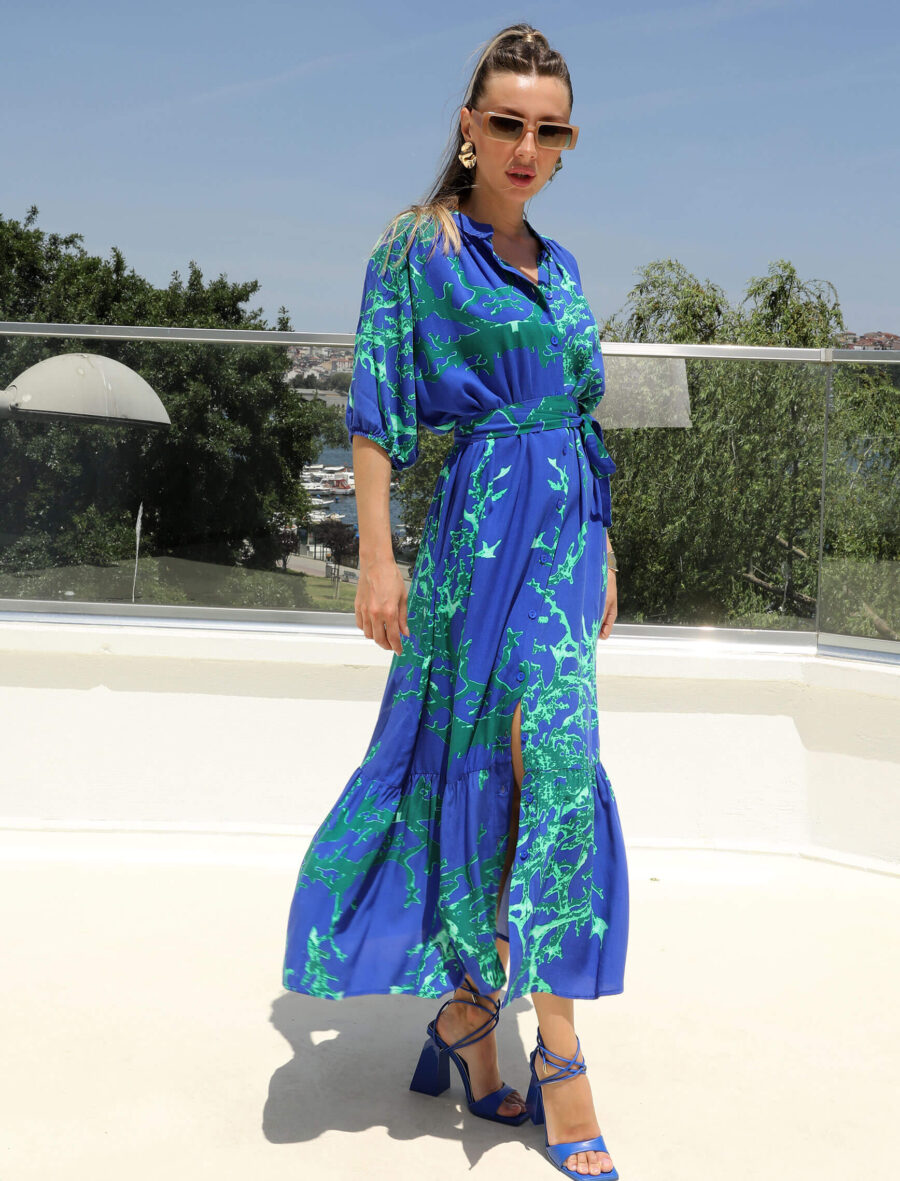 Saksrengi Mercan Elbise - Görsel 6