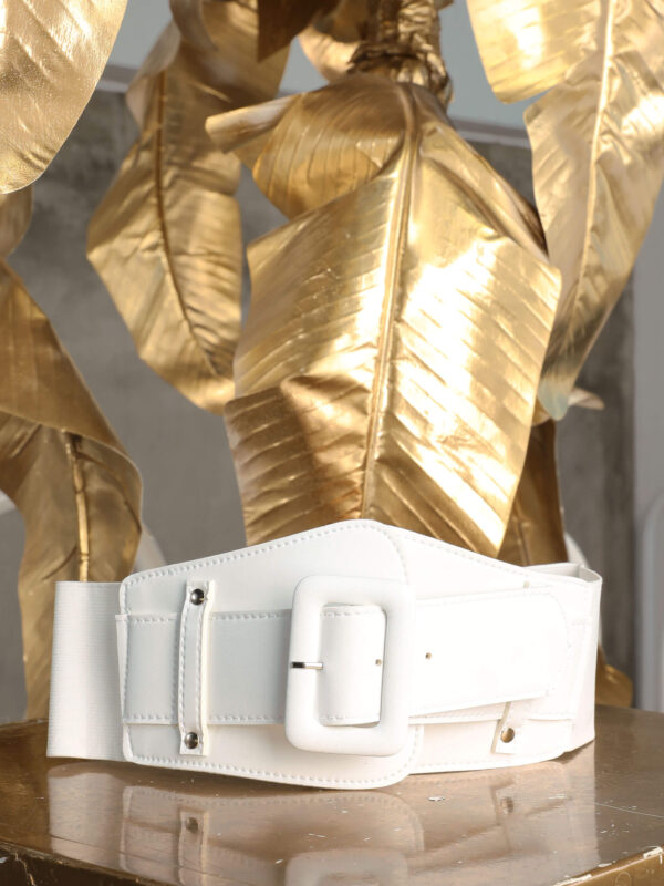 Beyaz Lastik Tokalı Korse Kemer