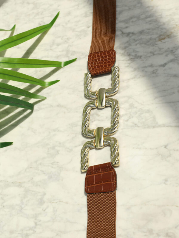 Kahve Gold Halat Lastik Kemer