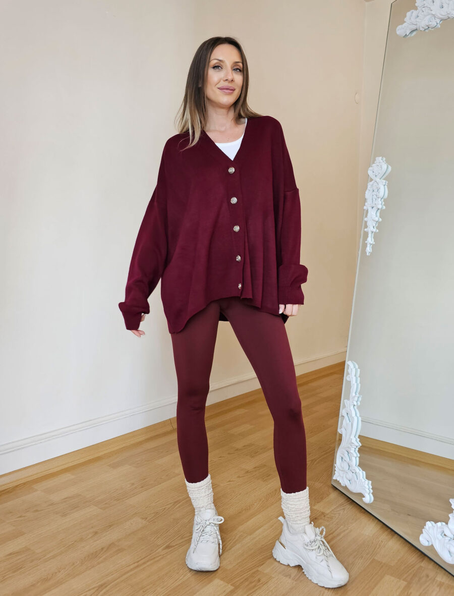 Bordo Oversize Massi Hırka - Görsel 2