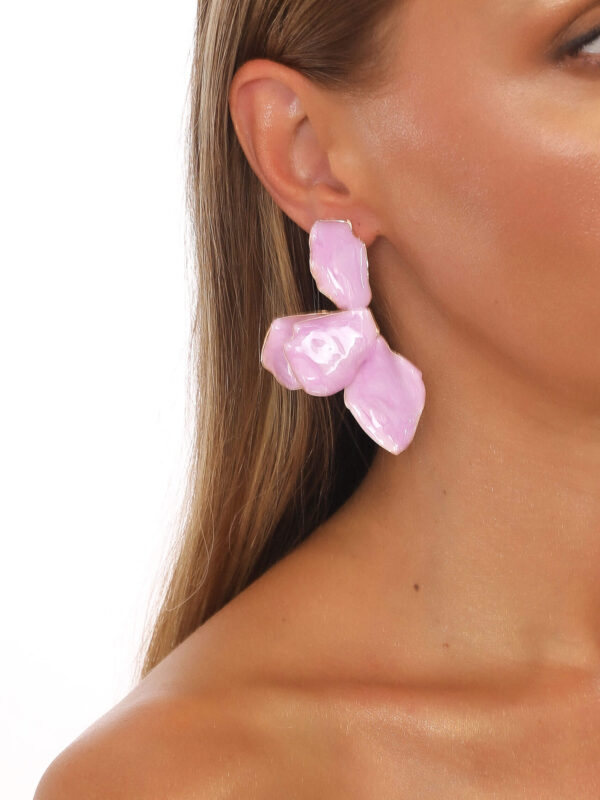 Lila Mineli Taç Yaprak Küpe