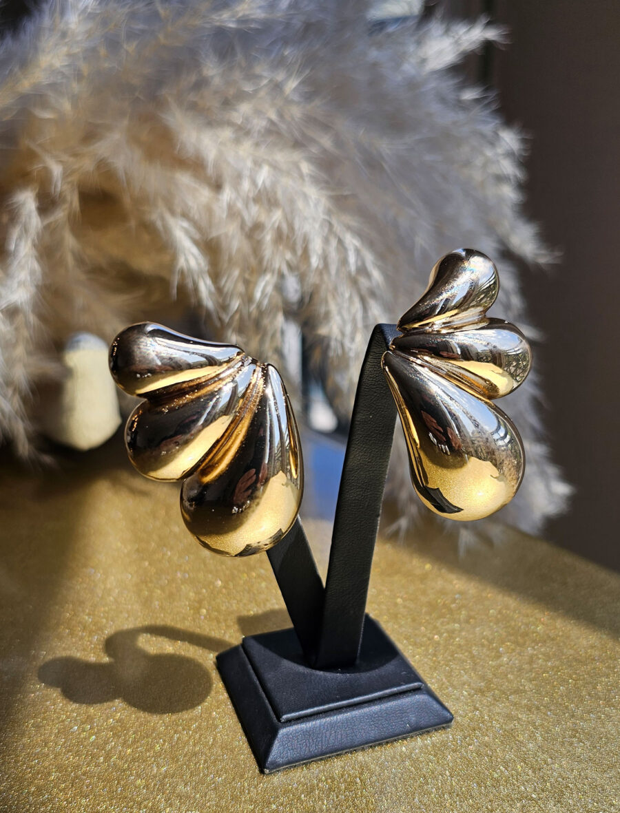 Gold Yelpaze Küpe