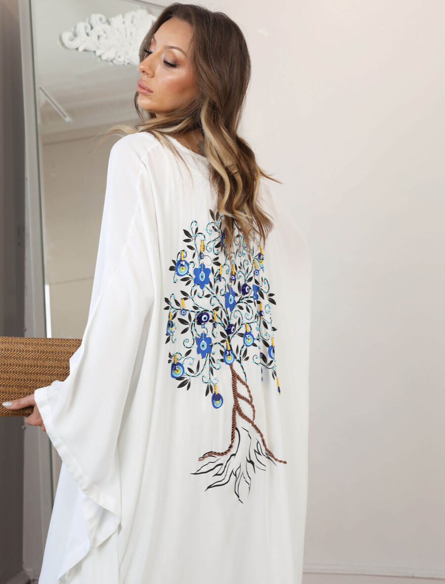 Beyaz Nazar Boncuğu Kimono - Görsel 3