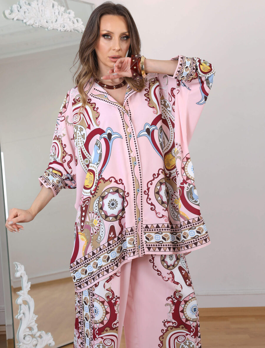 Pembe Şal Desen Milano Takım - Görsel 3