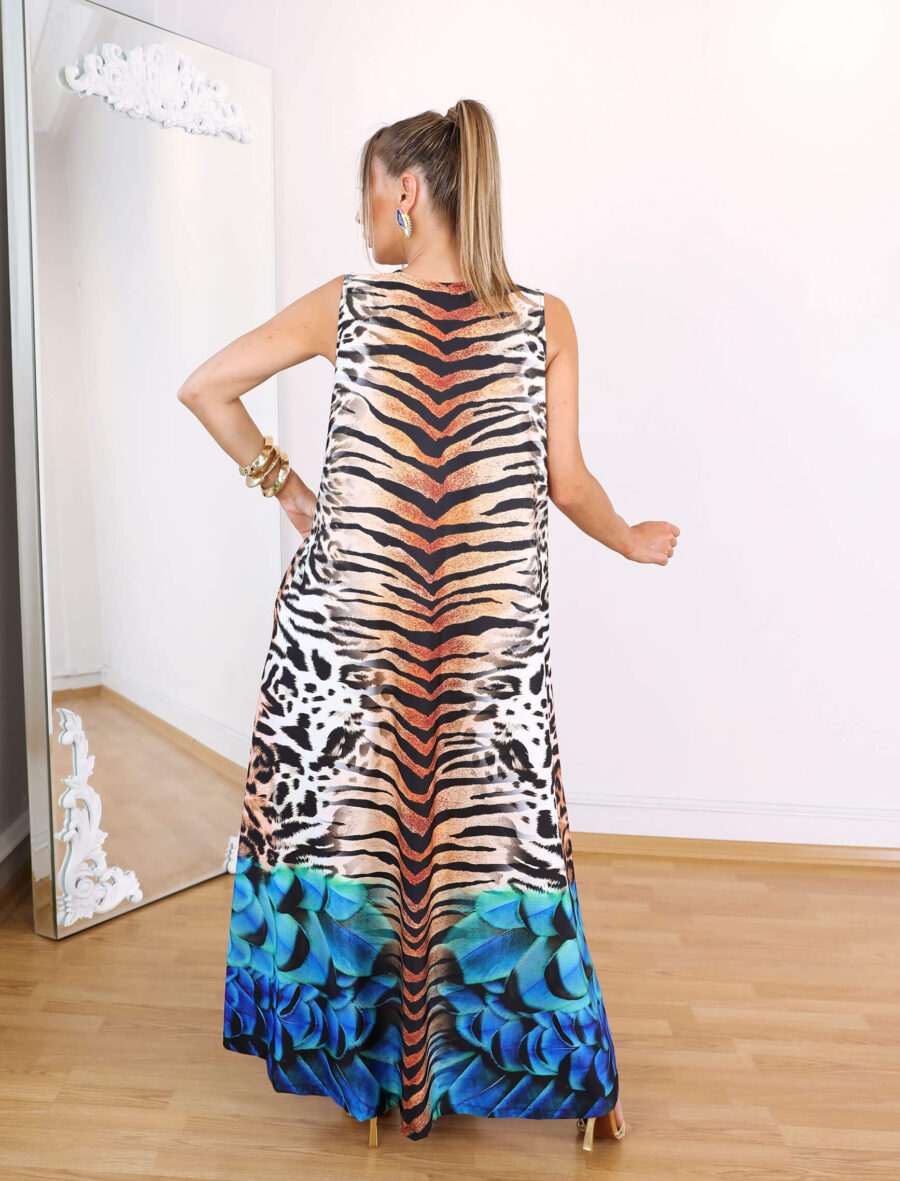 Leopardesen Saks Popart Elbise - Görsel 5