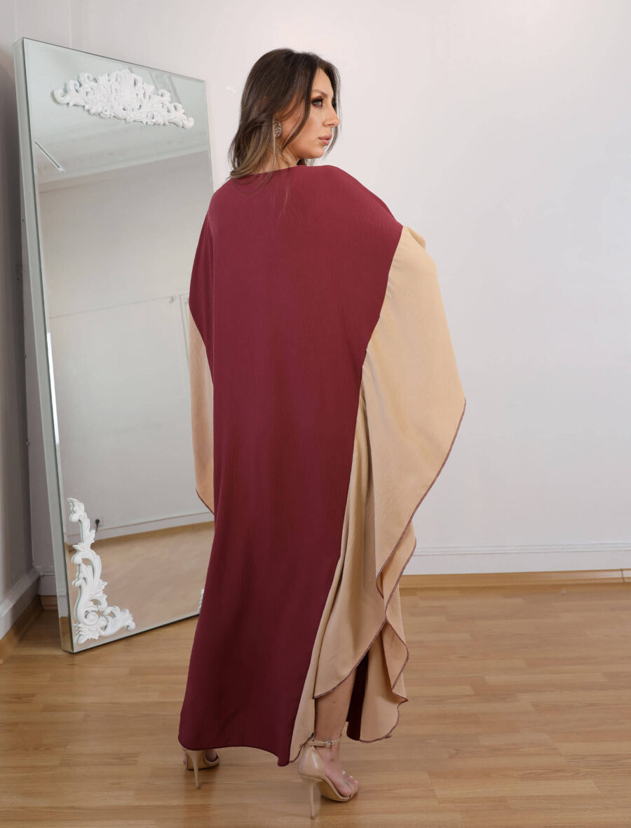 Bordo Sutra Elbise - Görsel 6