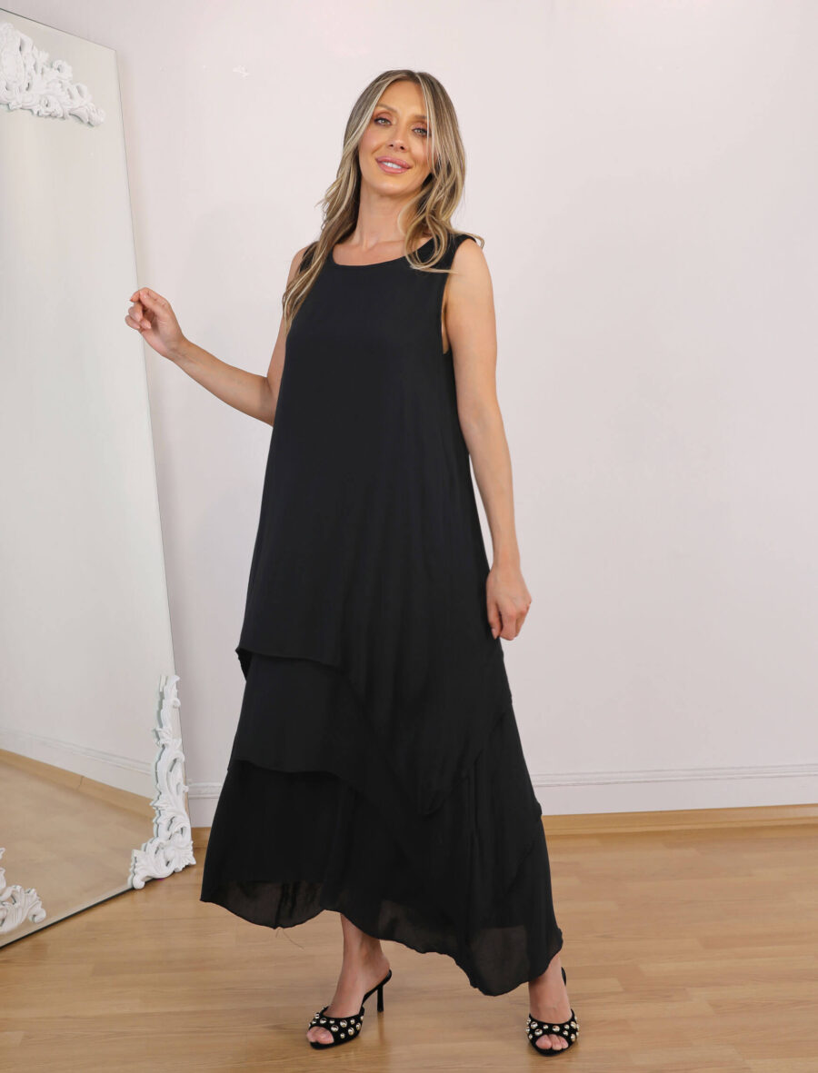 Siyah Melisa Viskon Elbise