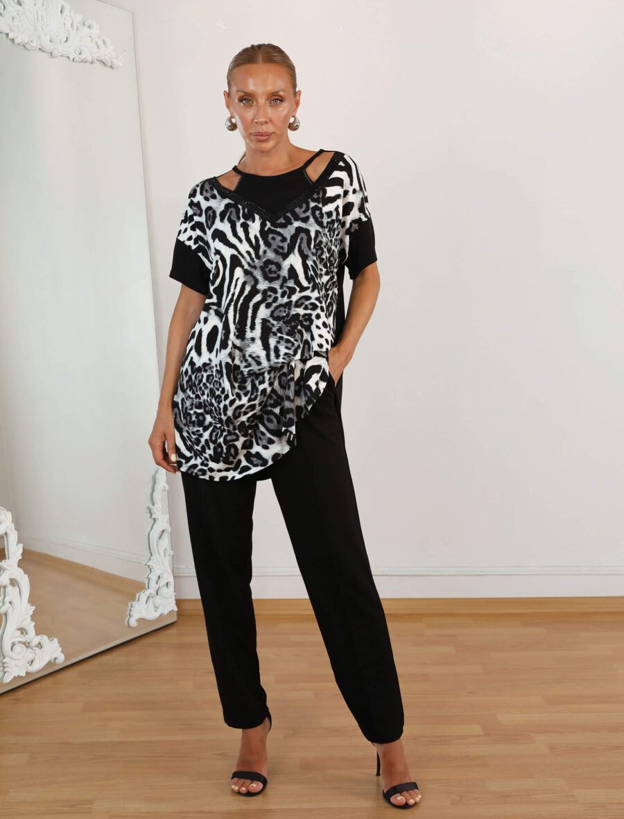 Gri Leopardesen Leya Tunik - Görsel 5