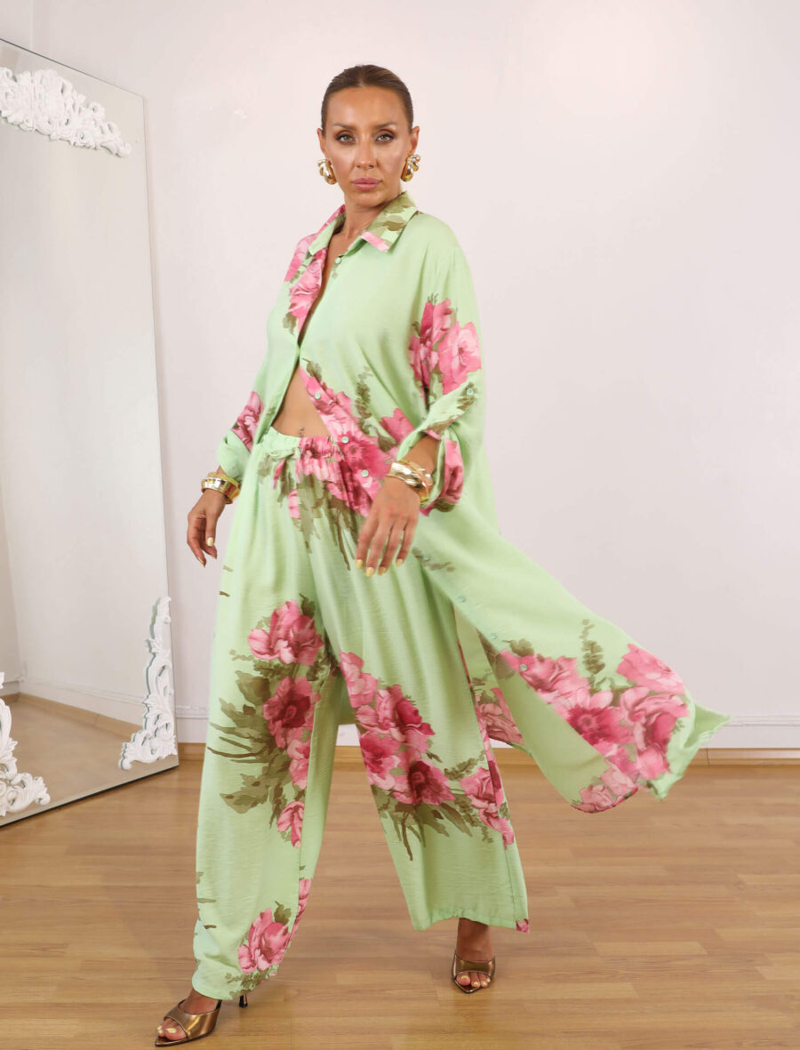Yeşil Warda Tunik Takım
