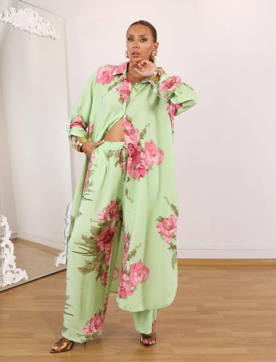 Yeşil Warda Tunik Takım - Görsel 2