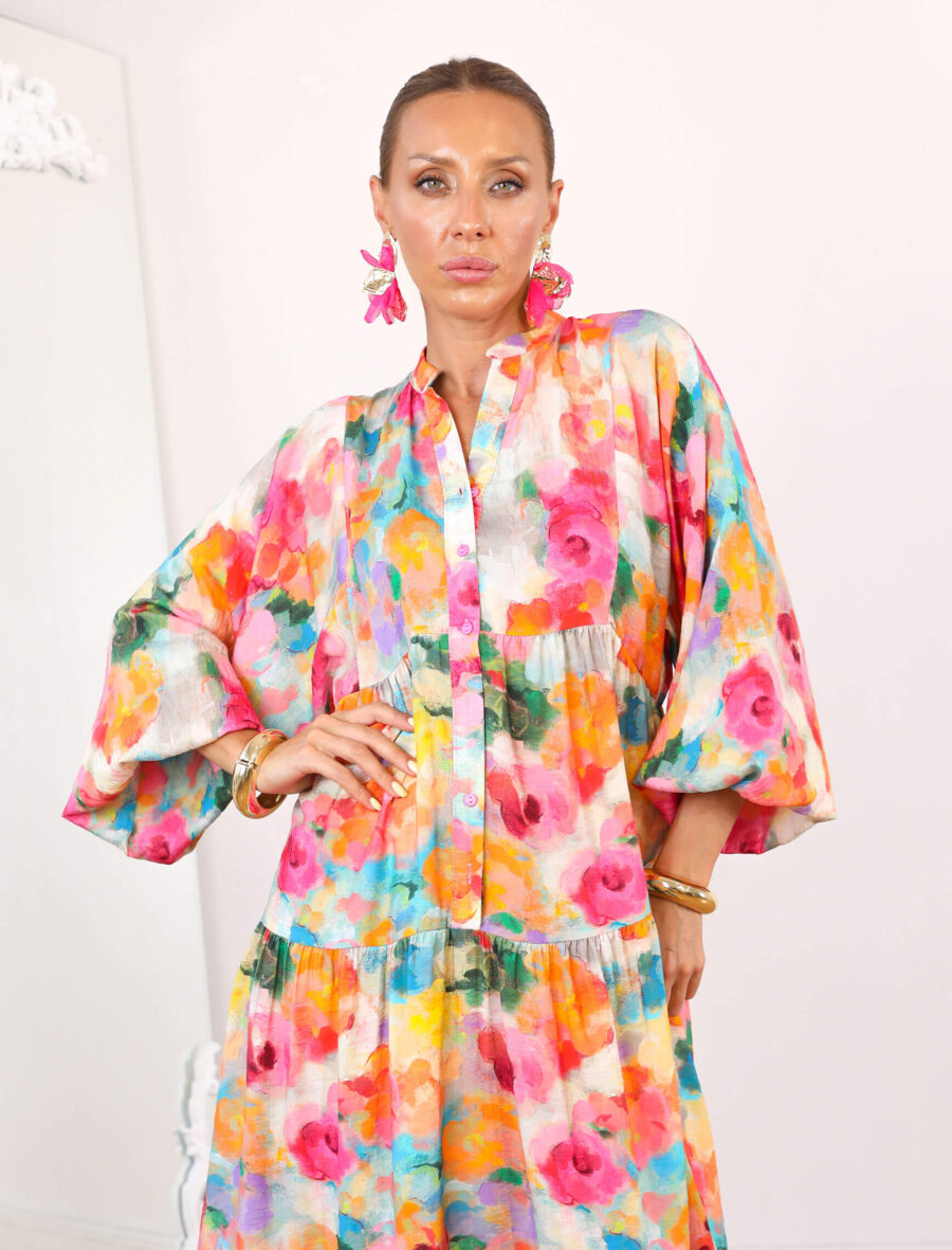 Renkli Batik Palermo Elbise - Görsel 4