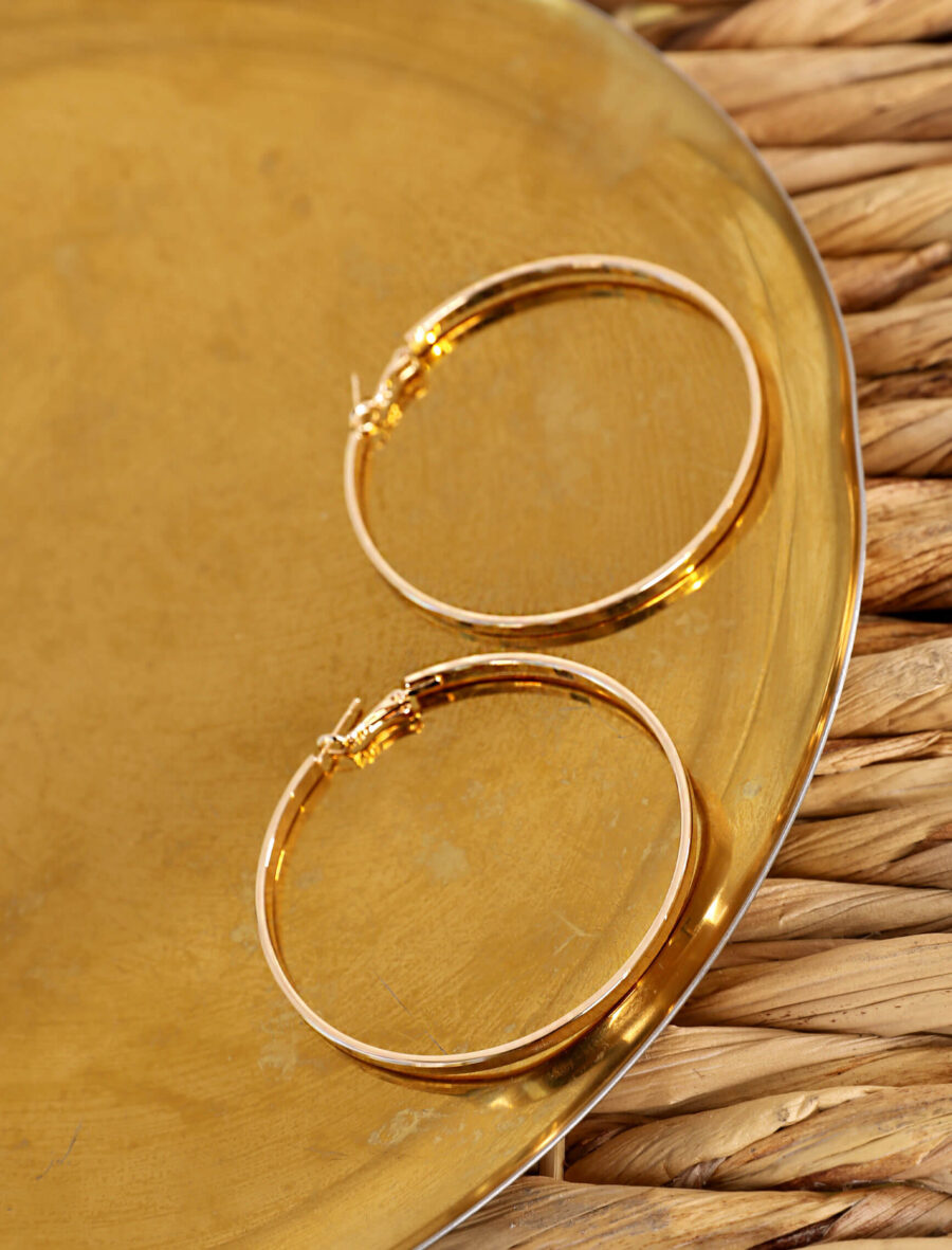 Gold Yassı Halka Küpe