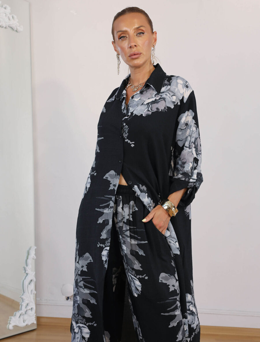Siyah Warda Tunik Takım - Görsel 4
