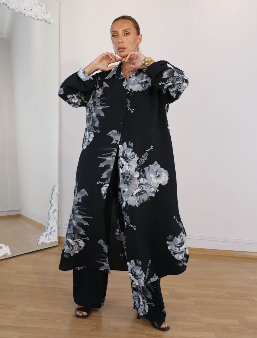 Siyah Warda Tunik Takım - Görsel 3