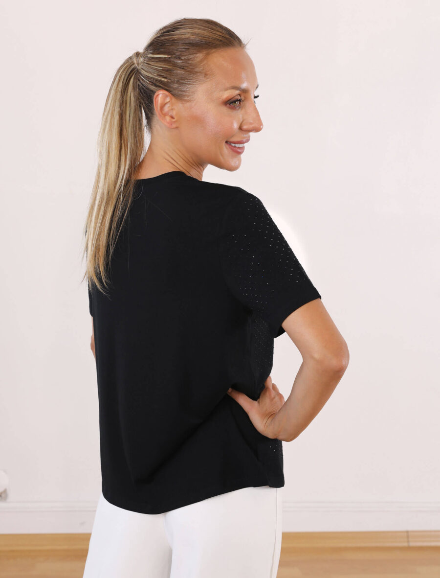 Siyah Taşlı Star Tshirt - Görsel 4