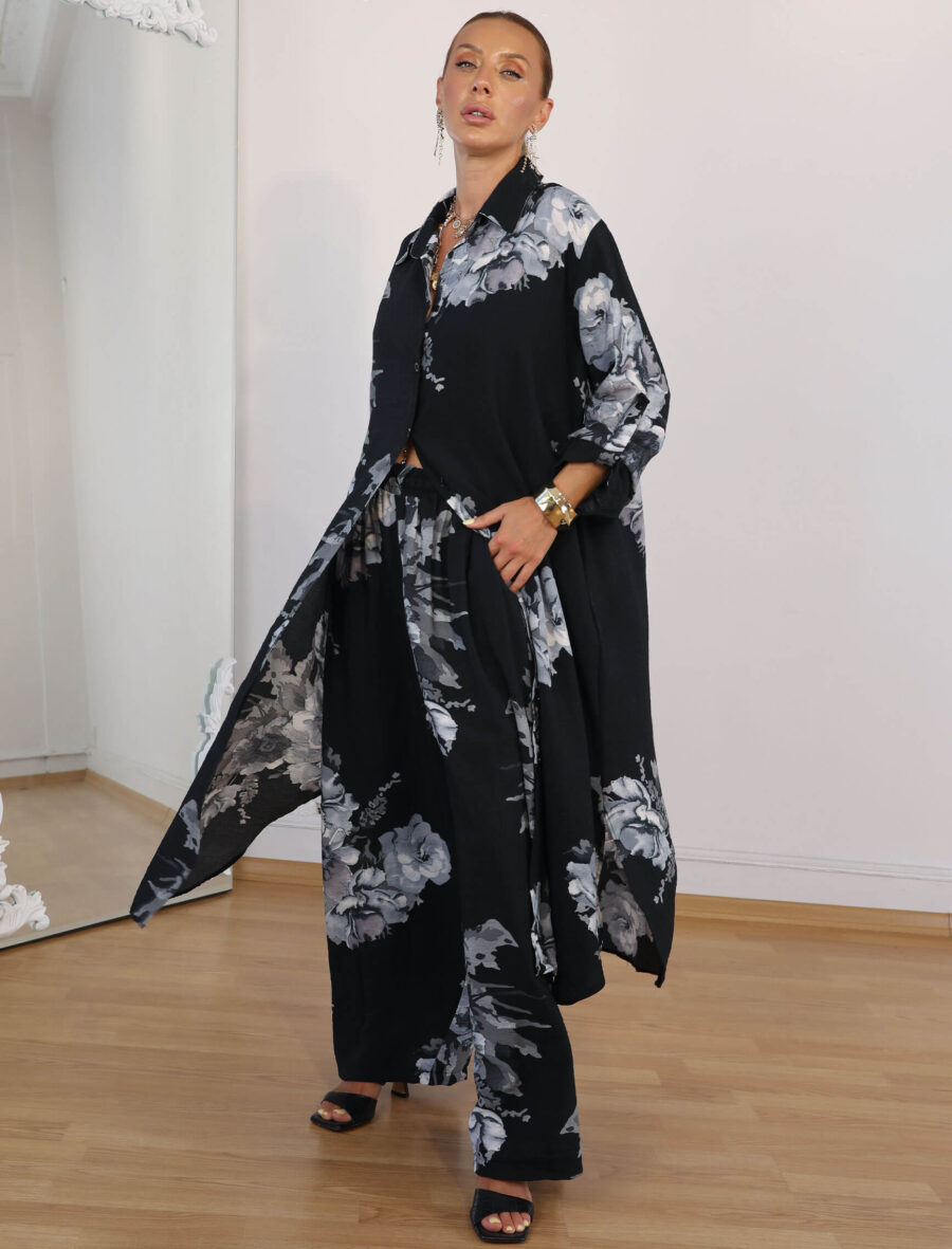 Siyah Warda Tunik Takım - Görsel 2