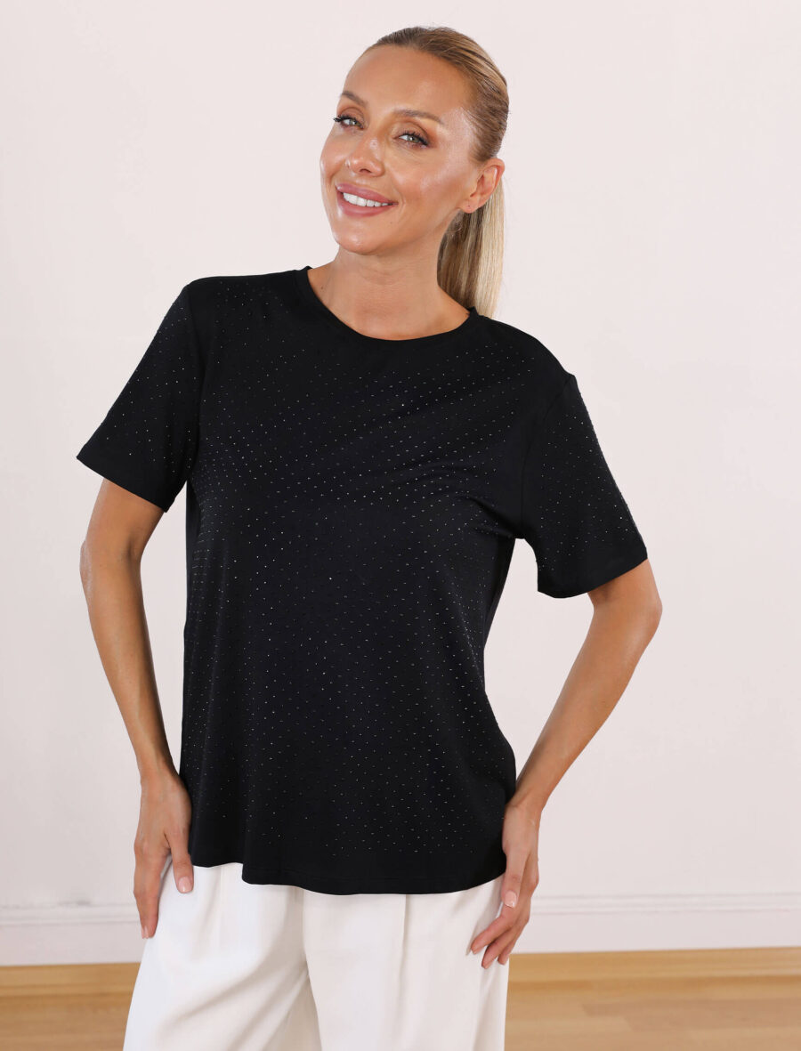 Siyah Taşlı Star Tshirt