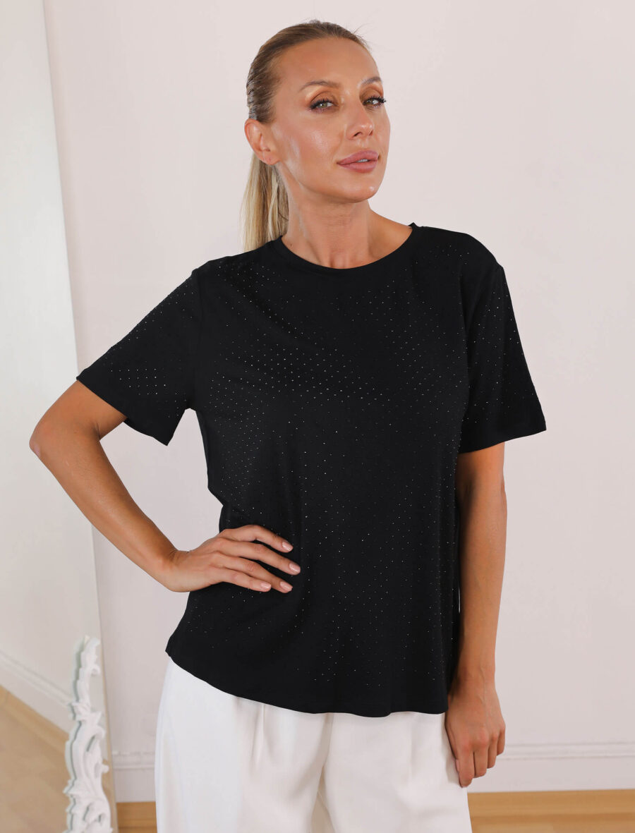 Siyah Taşlı Star Tshirt - Görsel 2