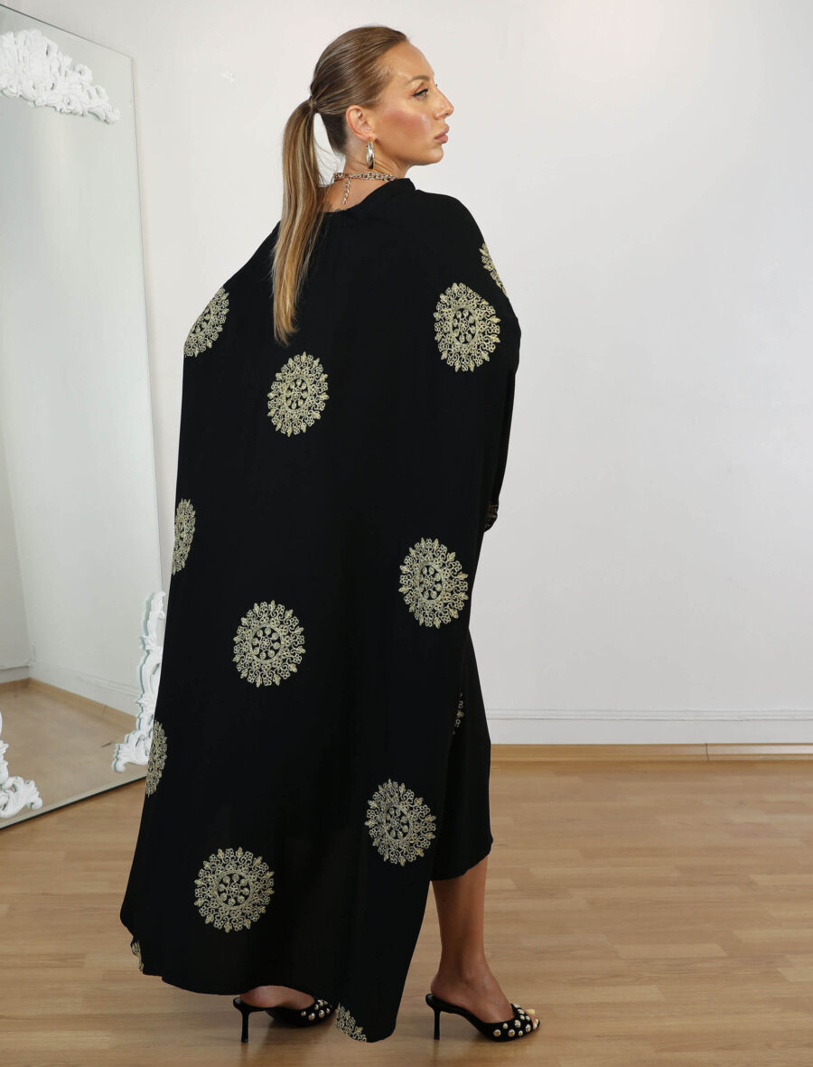 Siyah Gold Mühür Nakış Düğmeli Tunik - Görsel 5