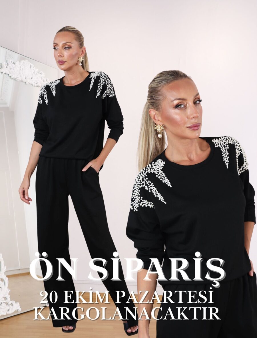 Siyah Omuz İnci Dolares Takım