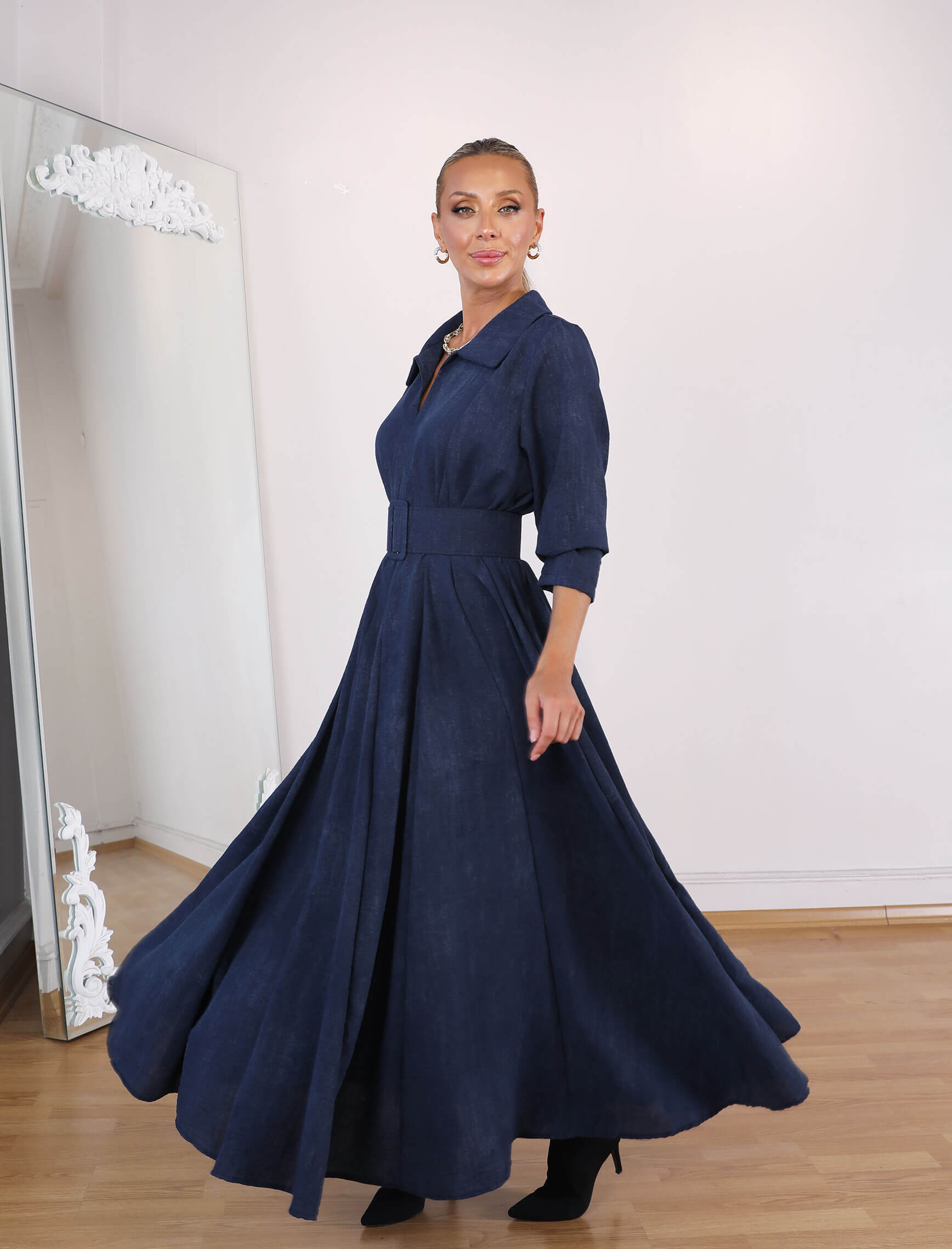 Lacivert Piare Elbise