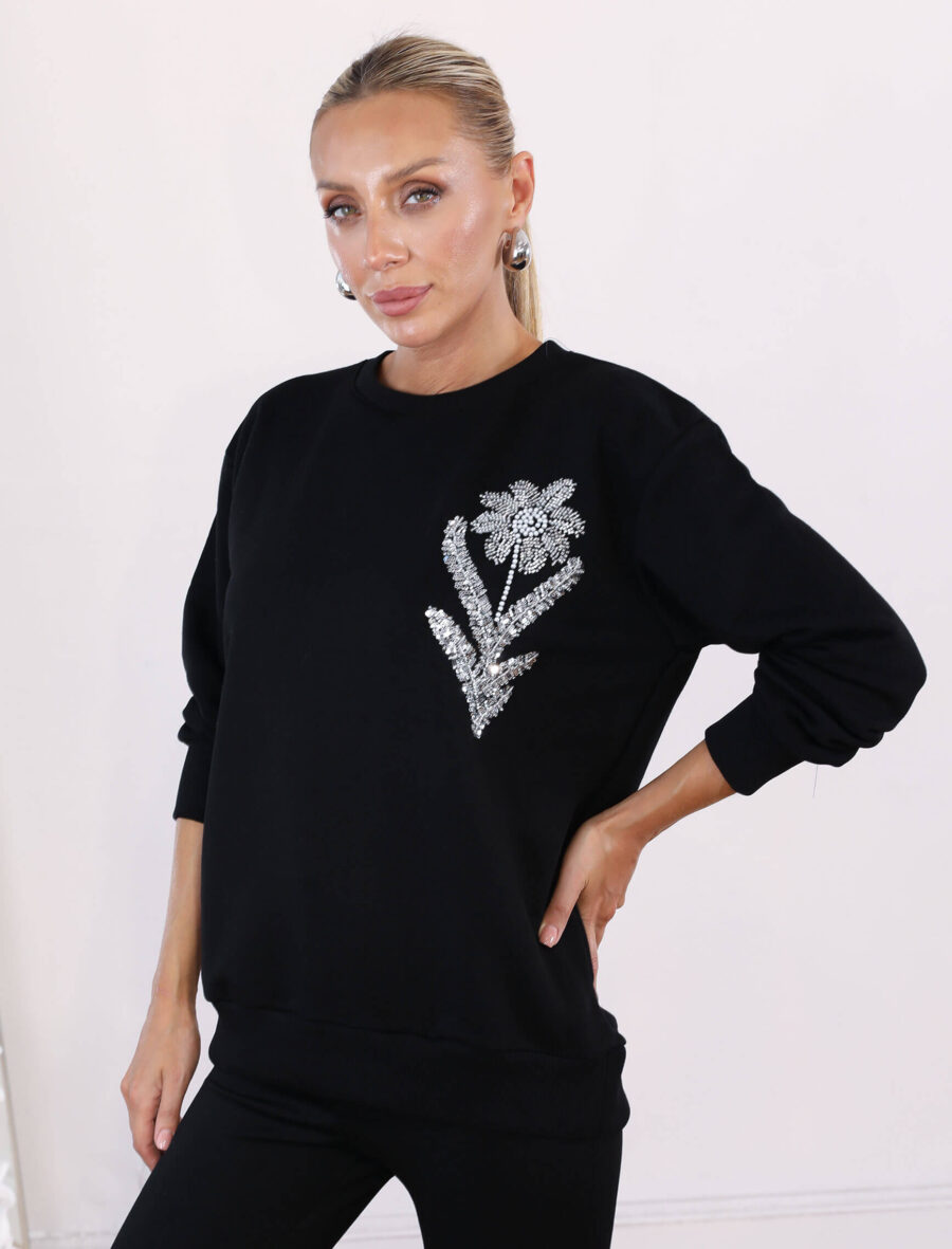 Siyah Çiçek Lucido Sweat