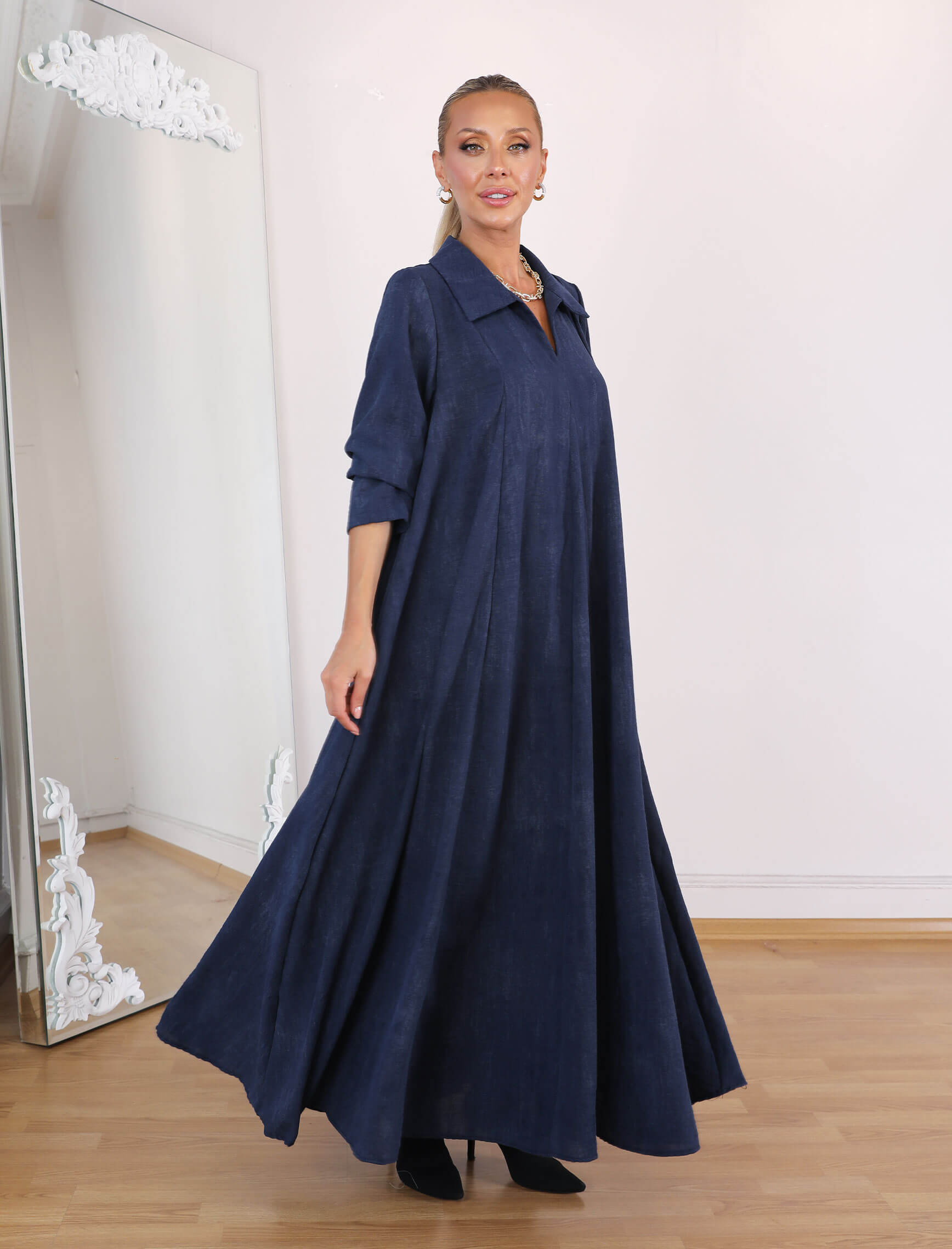 Lacivert Piare Elbise - Görsel 2