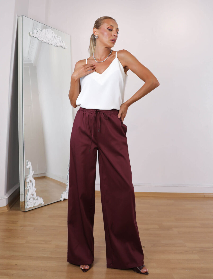 Bordo Felicia Pantolon - Görsel 2