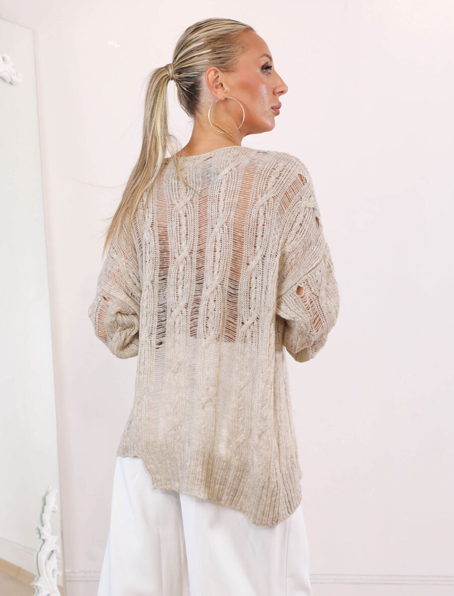 Vizon Ajurlu Oversize Triko - Görsel 4
