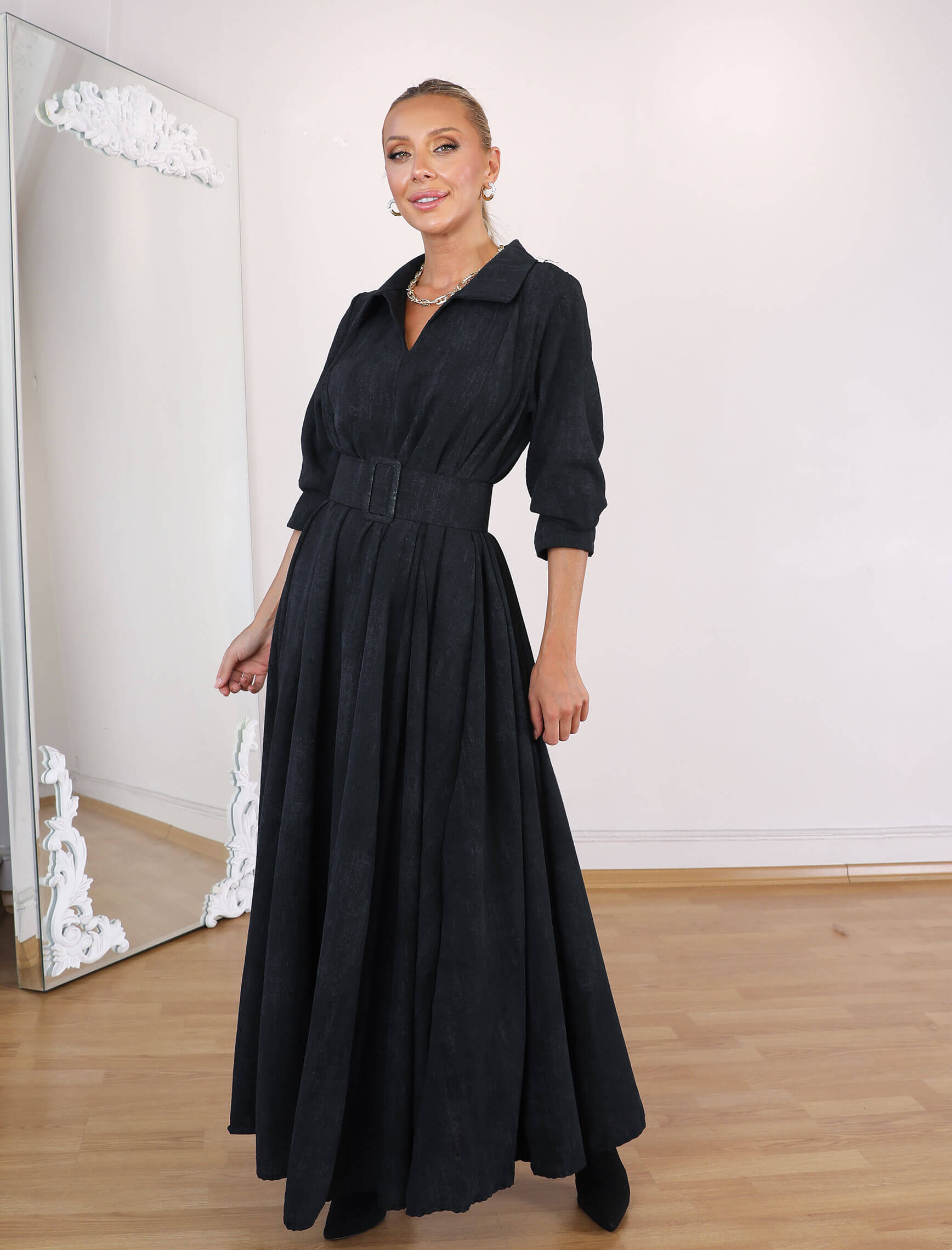 Siyah Piare Elbise - Görsel 5