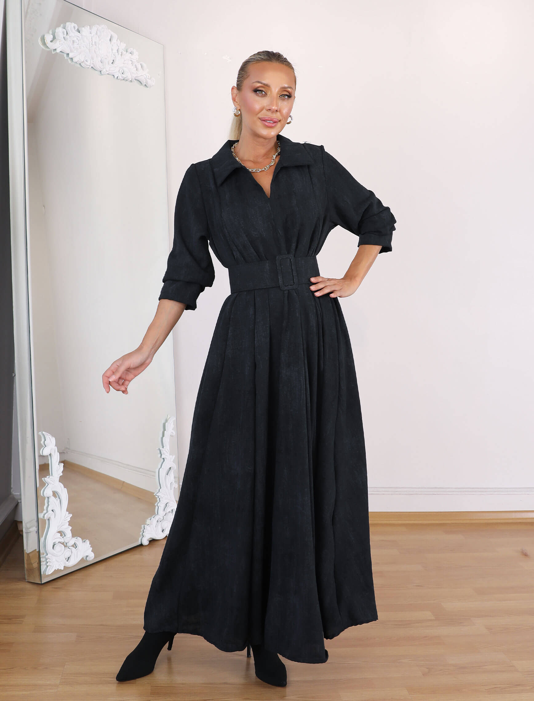 Siyah Piare Elbise - Görsel 3