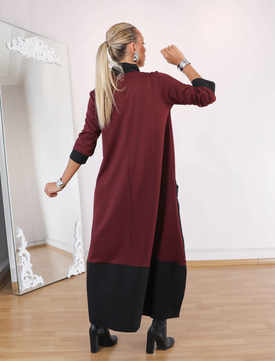 Bordo Orka Elbise - Görsel 5