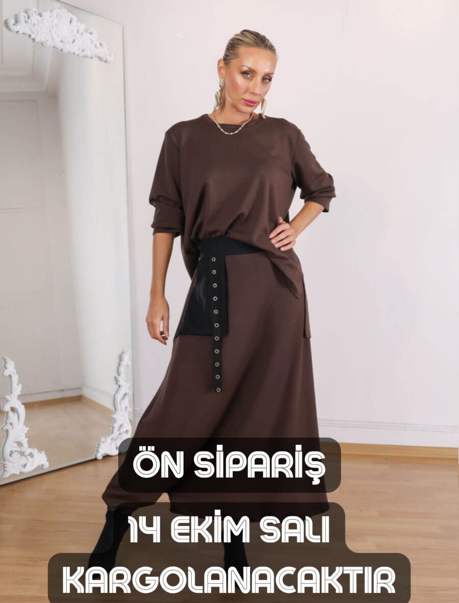 Kahve Şalvar Etekli Takım