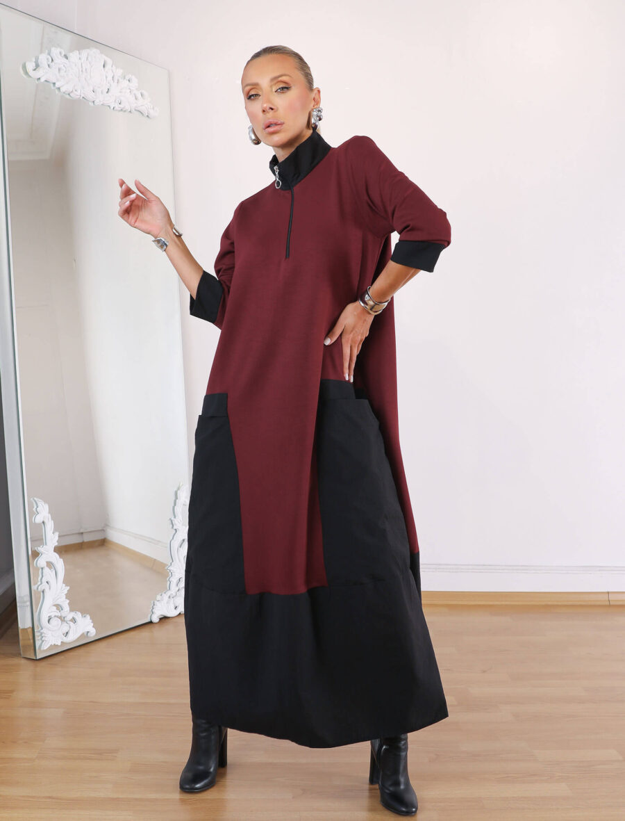 Bordo Orka Elbise