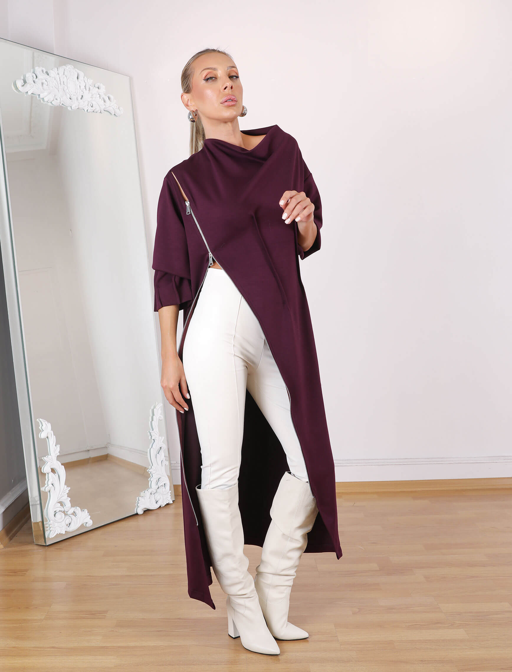 Bordo Bellisi Tasarım Elbise-Tunik - Görsel 7