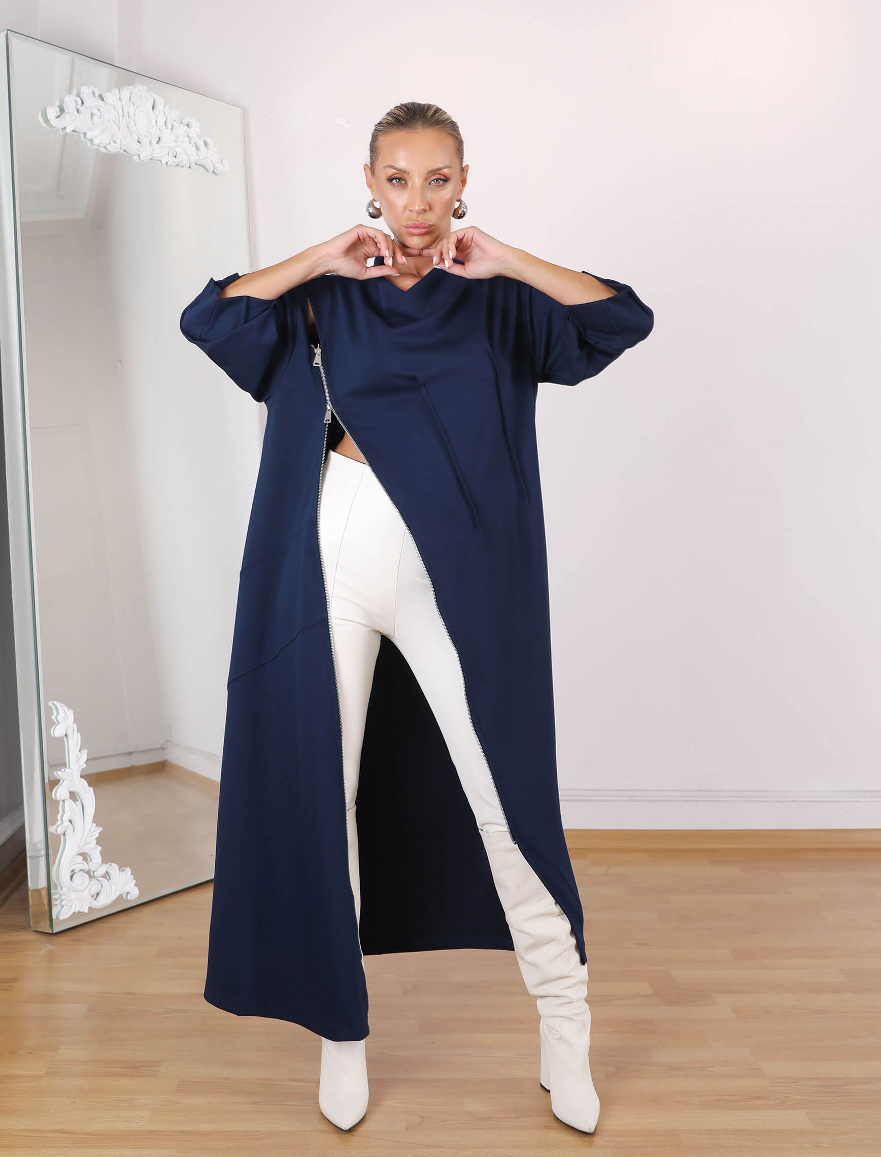 Lacivert Bellisi Tasarım Elbise-Tunik - Görsel 7