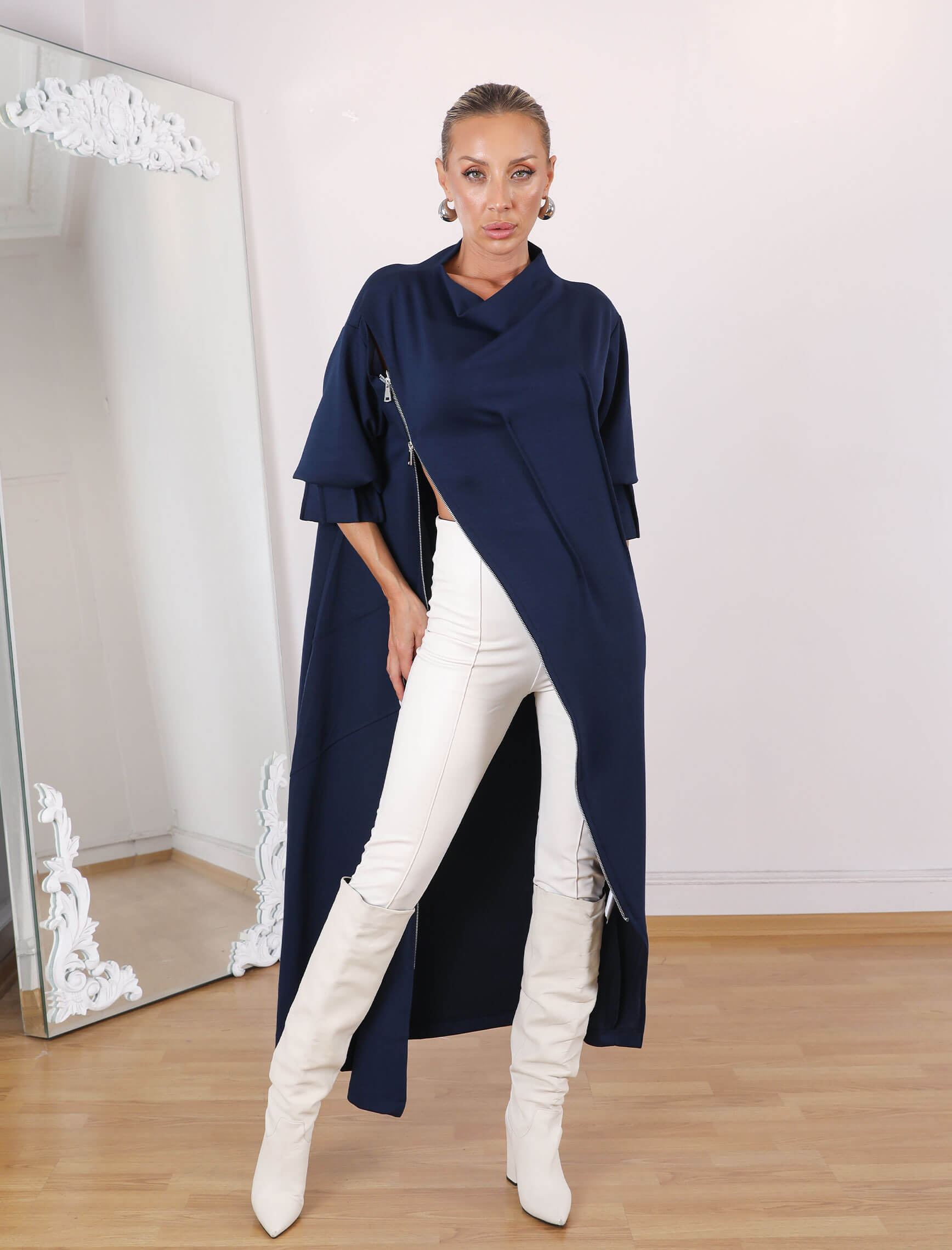 Lacivert Bellisi Tasarım Elbise-Tunik - Görsel 5