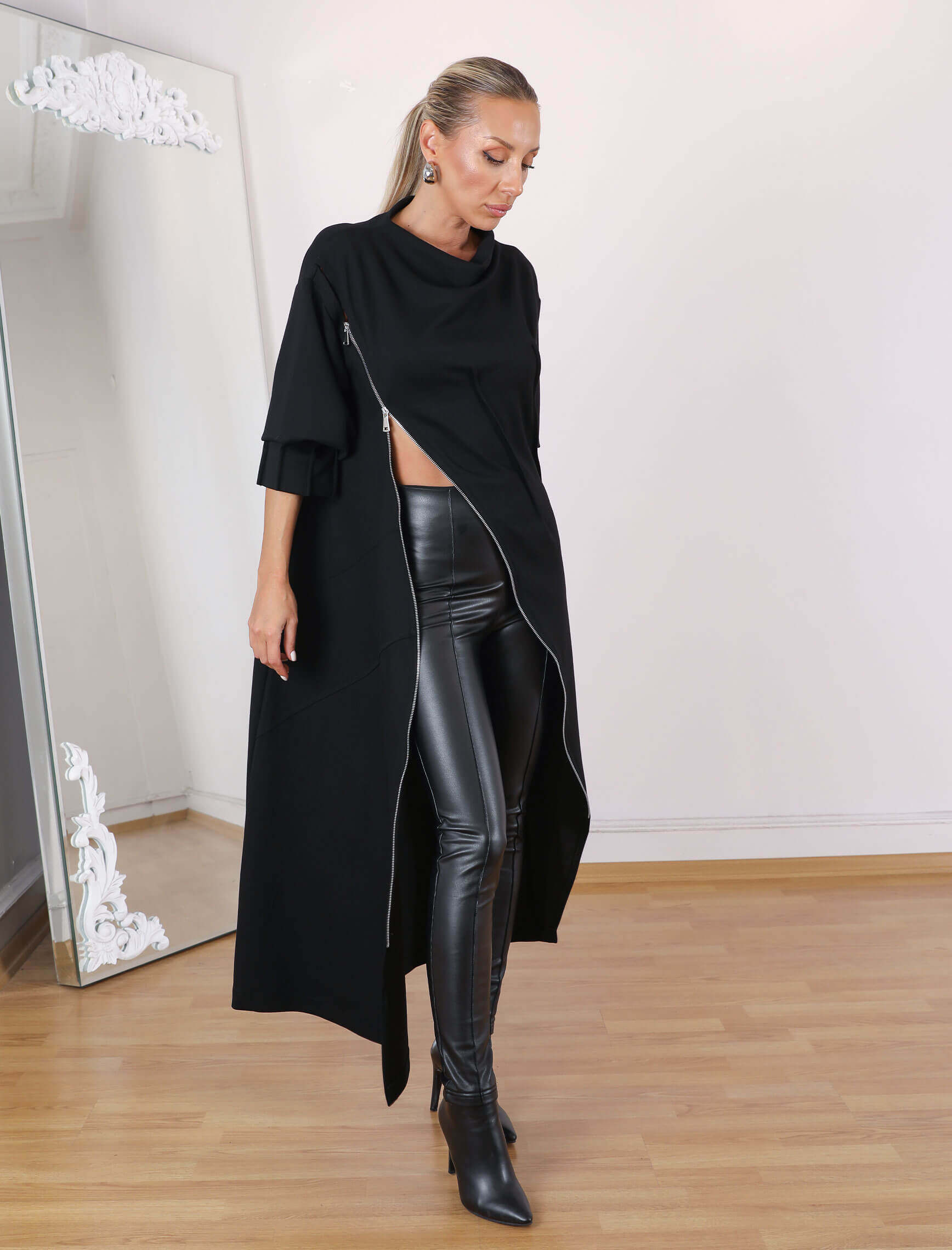 Siyah Bellisi Tasarım Elbise-Tunik - Görsel 8