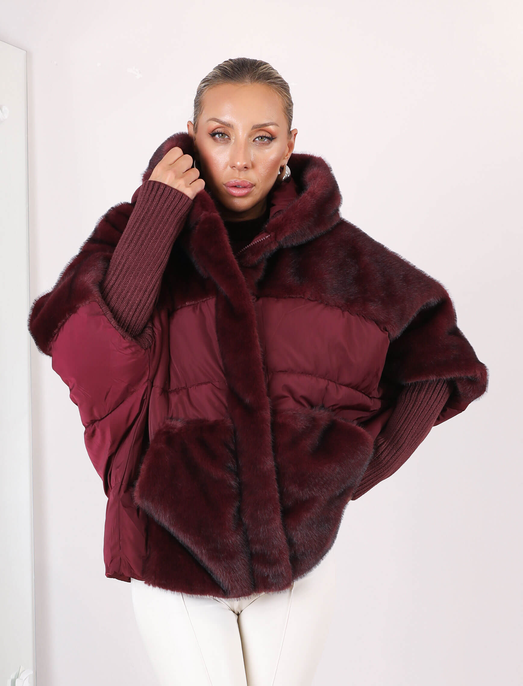 Bordo Puffer-Kürk Mont