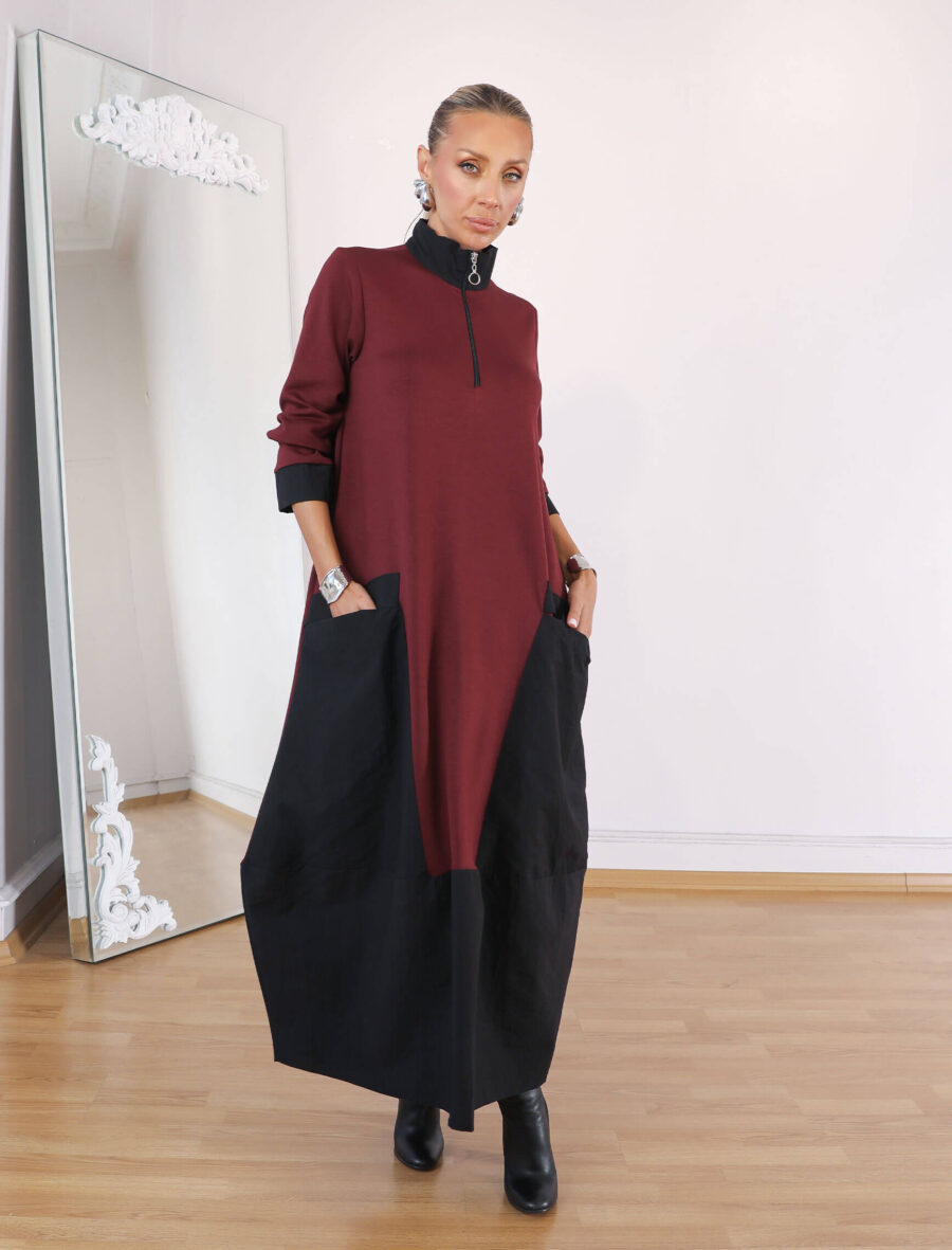 Bordo Orka Elbise - Görsel 4