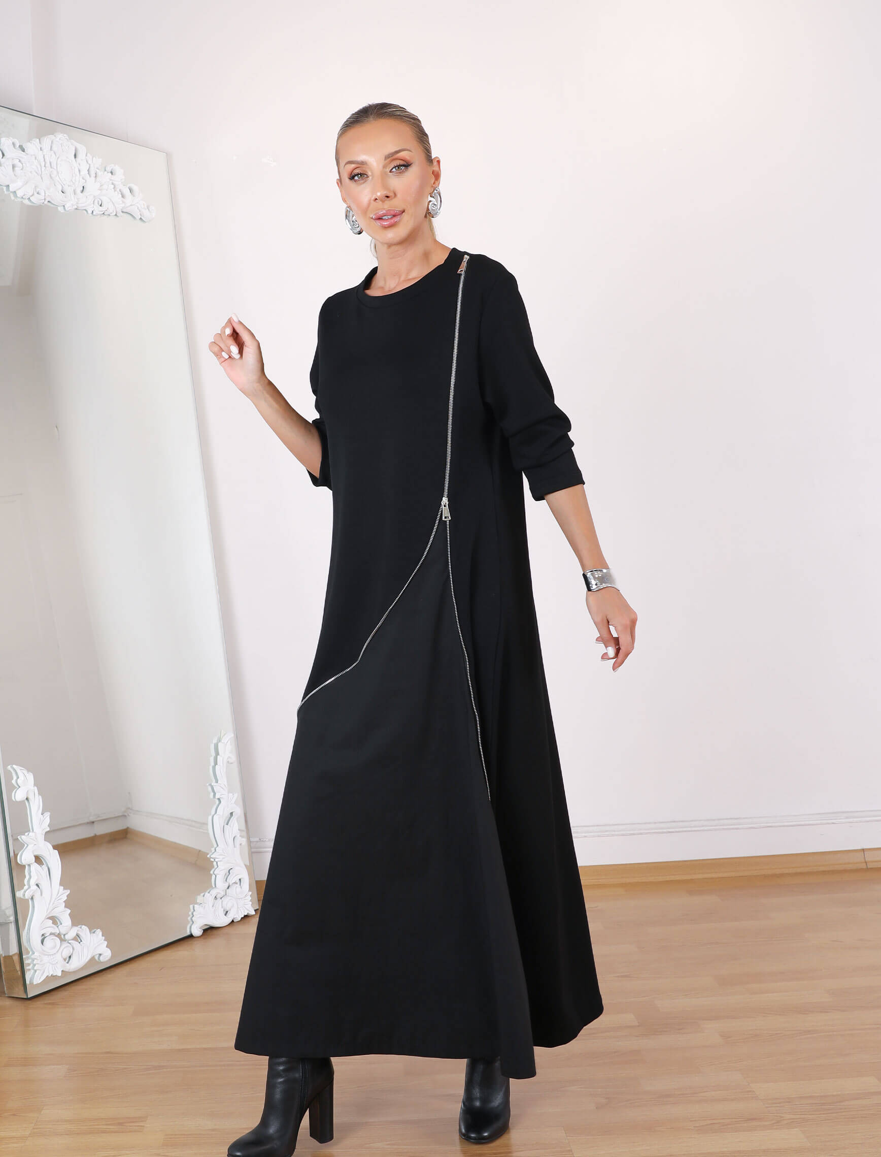 Siyah Belotti Elbise - Görsel 5