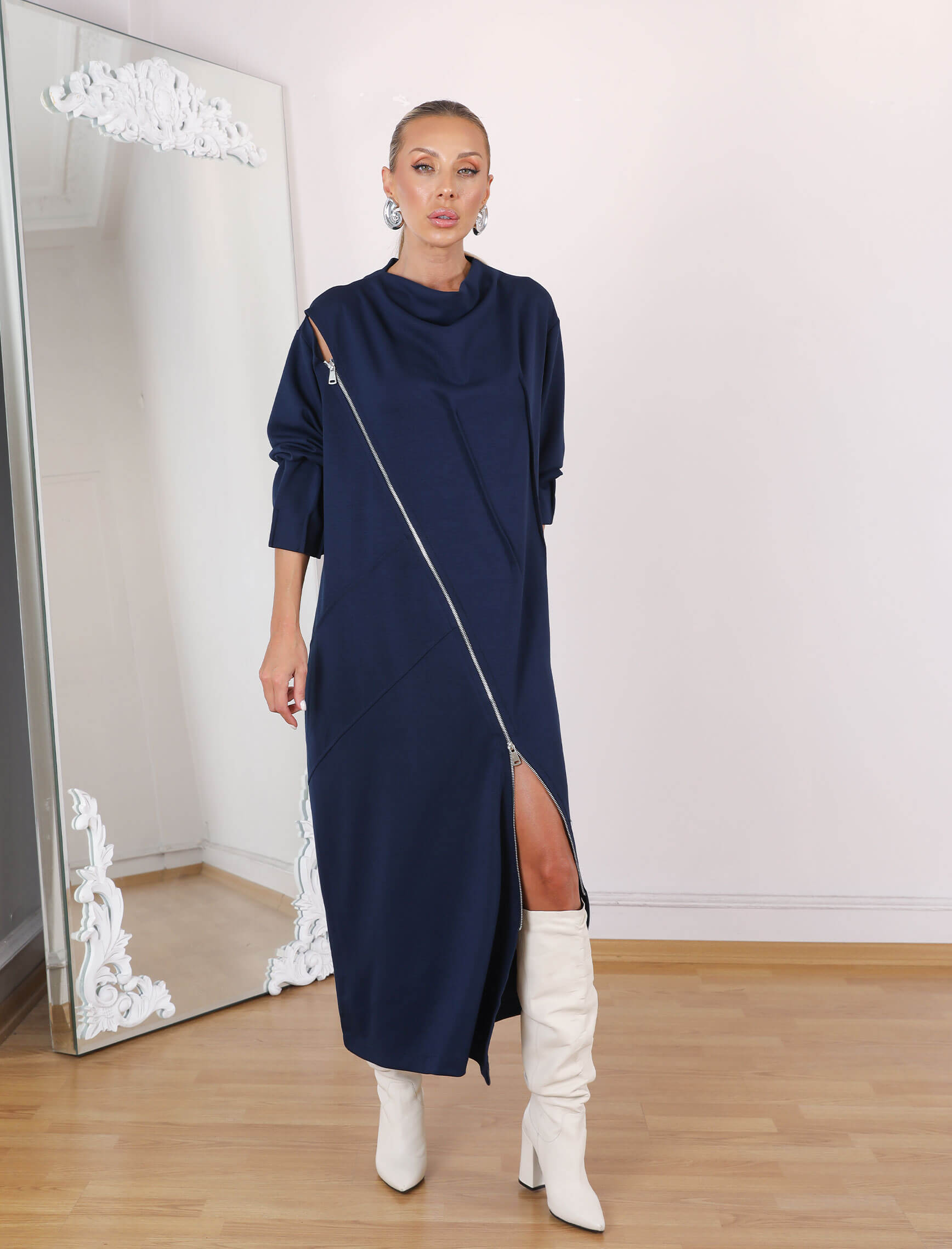 Lacivert Bellisi Tasarım Elbise-Tunik - Görsel 3