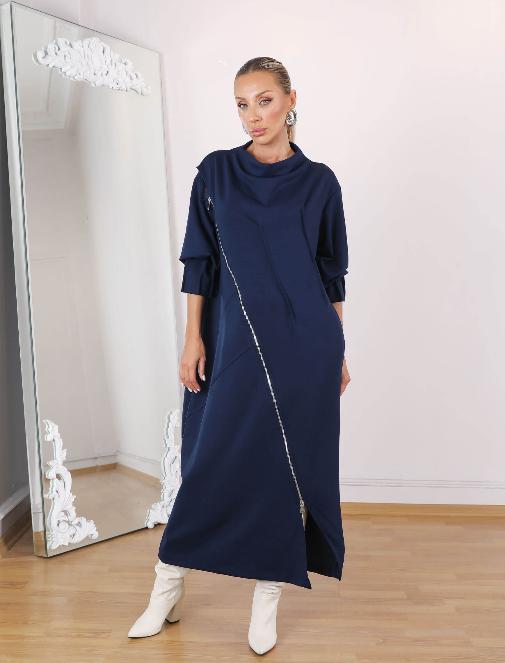 Lacivert Bellisi Tasarım Elbise-Tunik - Görsel 2