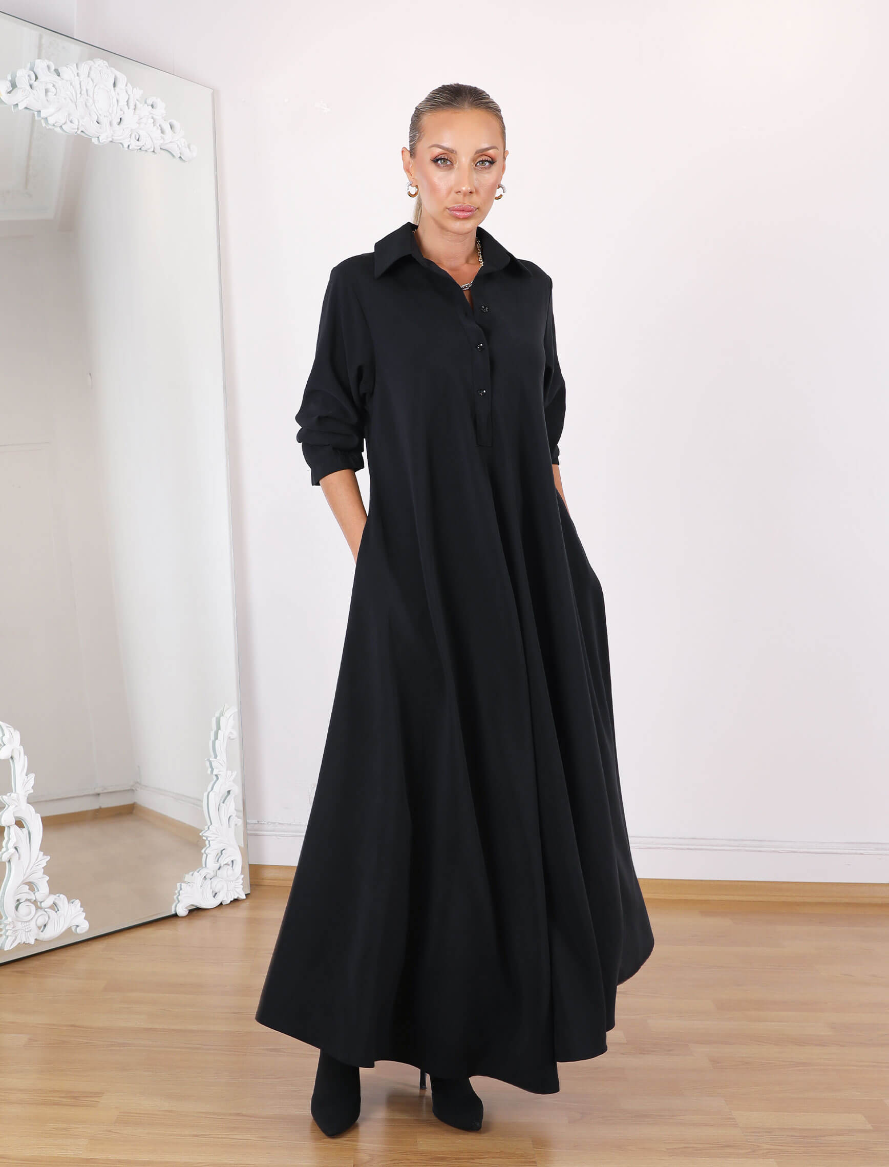 Siyah Gremo Elbise - Görsel 3