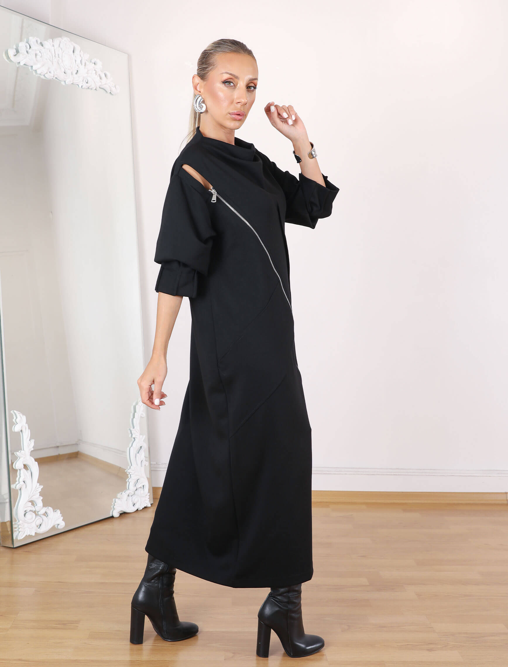 Siyah Bellisi Tasarım Elbise-Tunik - Görsel 5