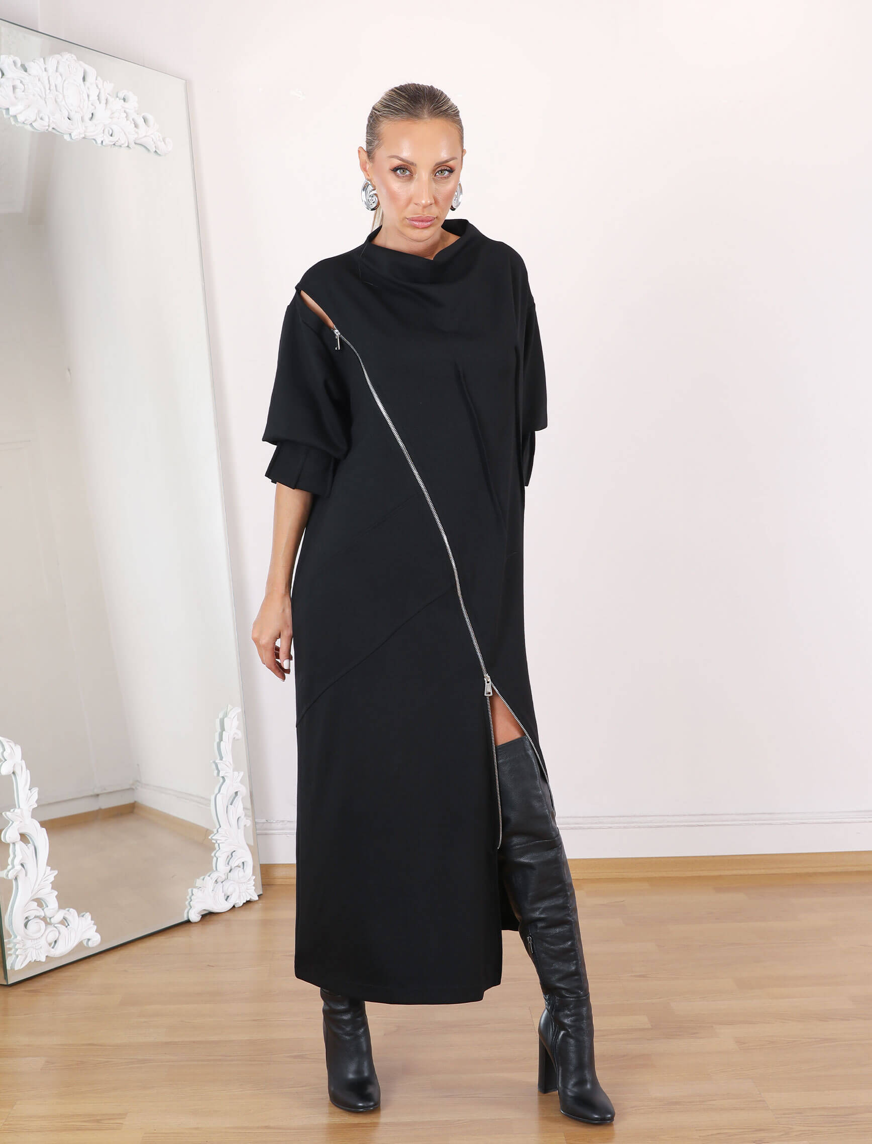 Siyah Bellisi Tasarım Elbise-Tunik - Görsel 2