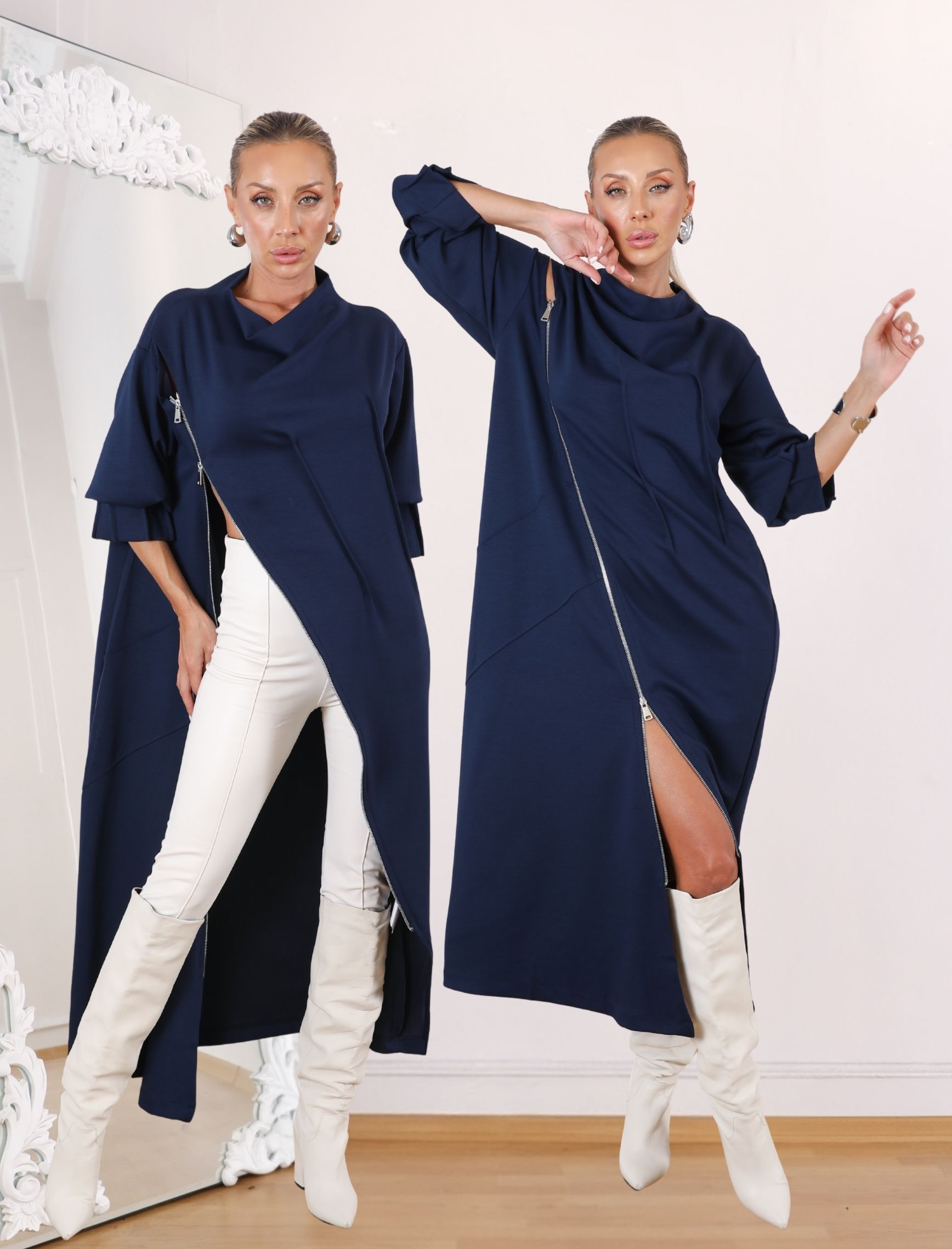 Lacivert Bellisi Tasarım Elbise-Tunik